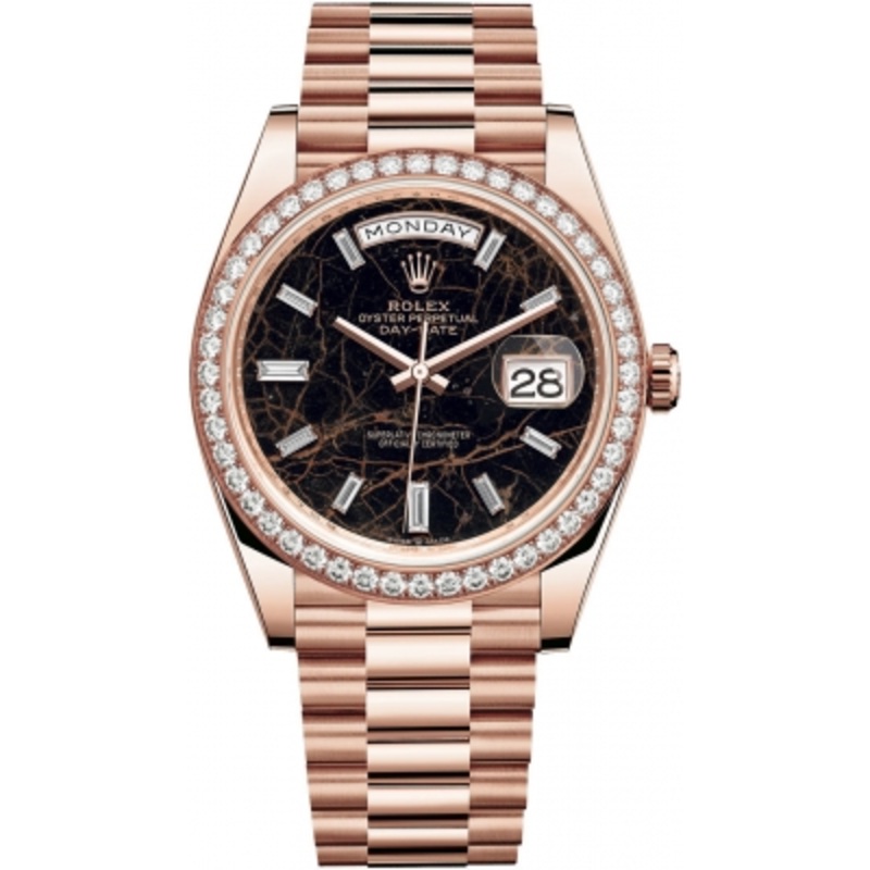 228345RBR Eisenkiesel Baguette  Rolex Day-Date 40mm Everose Gold Mens Watch