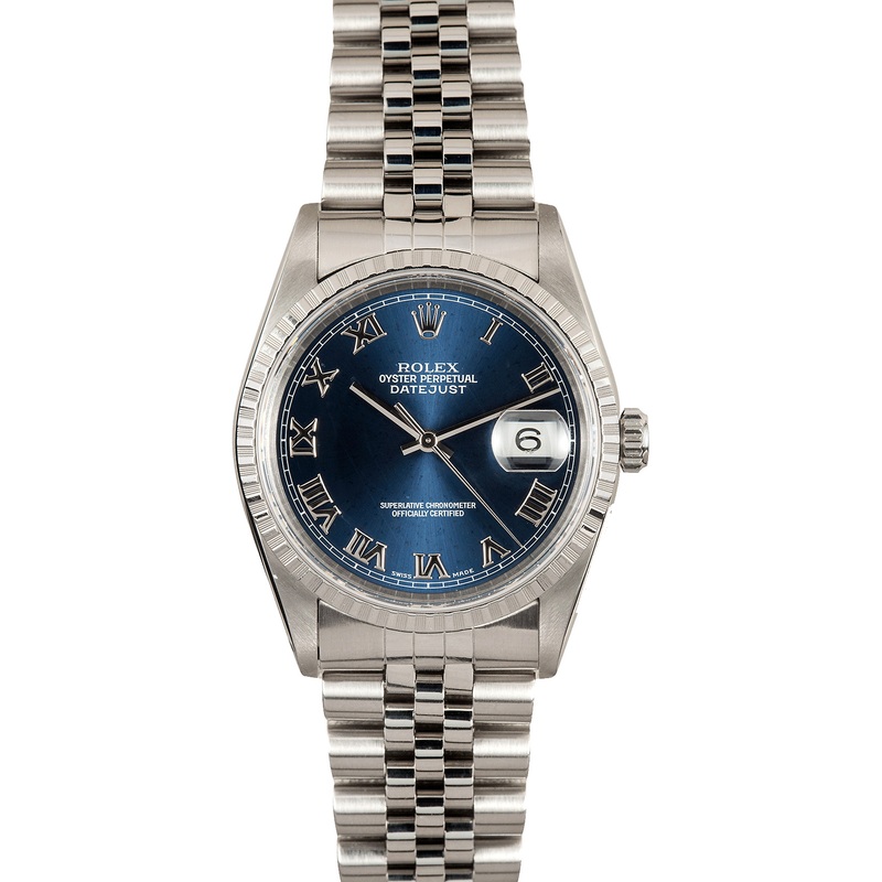 Rolex Steel Datejust 16220 Blue Roman – 100% Authentic Rolex
