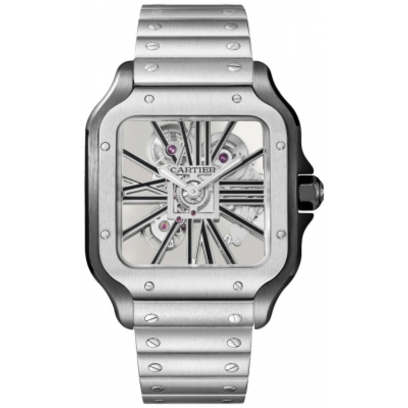 WHSA0027   Cartier Santos De Cartier Skeleton Mens Watch