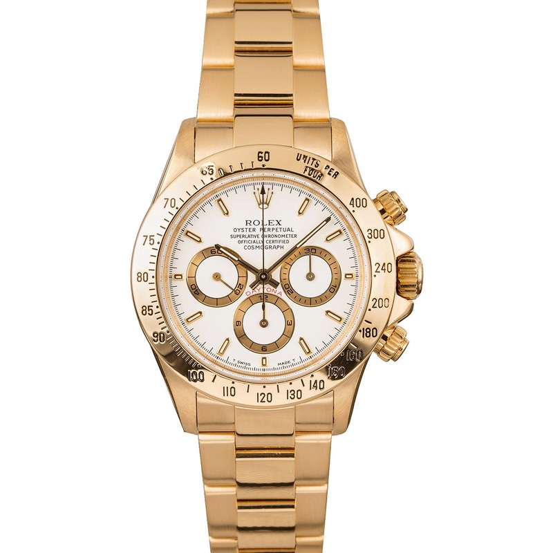 18K Yellow Gold Rolex Daytona White Dial for Sale