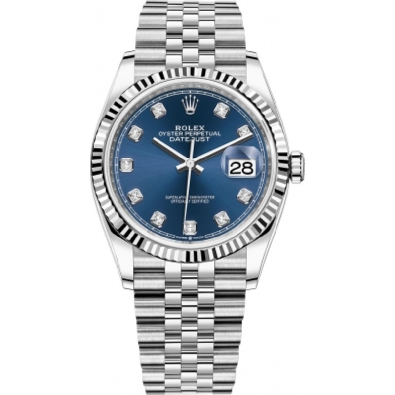 126234 Blue Diamond Jubilee Rolex Datejust 36mm Stainless Steel Midsize Watch