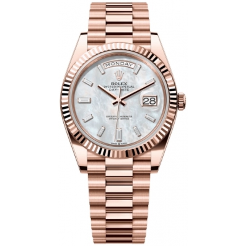 228235 MOP Baguette   Rolex Day-Date 40mm Everose Gold Mens Watch