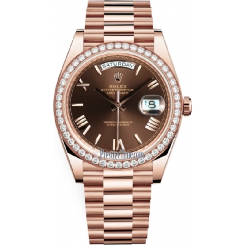 228345RBR Chocolate Roman Rolex Day-Date 40mm Everose Gold Mens Watch