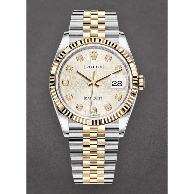 126233 used silver Jubilee Diamond Rolex Datejust 36mm 2 Tone SS/YG with Jubilee / Fluted