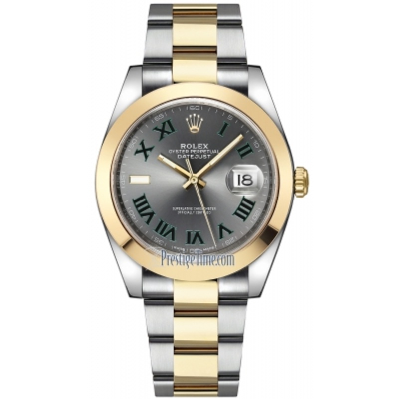 126303 Slate Roman Oyster Wimbledon Rolex Datejust 41mm Steel and Yellow Gold Mens Watch