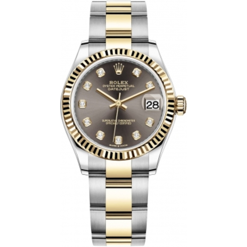 278273 Grey Diamond Oyster Rolex Datejust 31mm Stainless Steel and Yellow Gold Ladies Watch