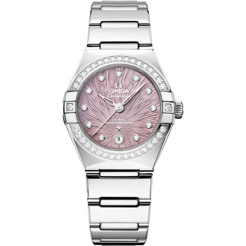Omega 131.15.29.20.60.001 Constellation Lilac Dial Steel and Diamonds 29mm