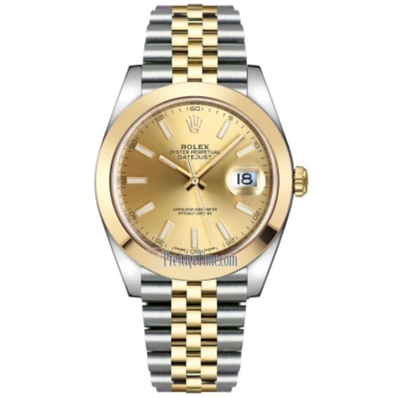 126303 Champagne Index Jubilee Rolex Datejust 41mm Stainless Steel and Yellow Gold Mens Watch