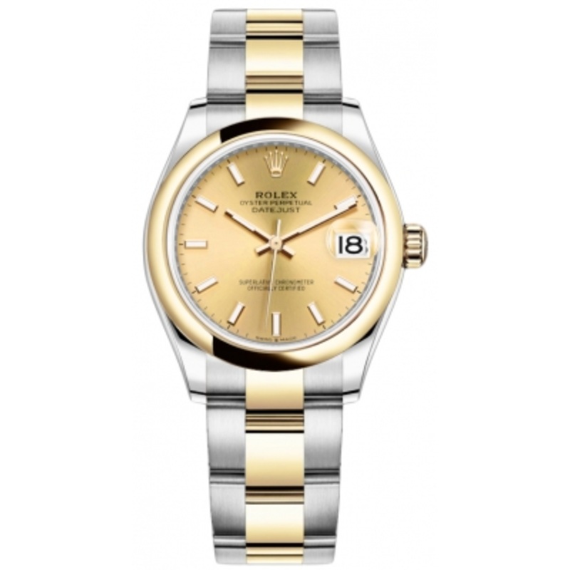 278243 Champagne Index Oyster Rolex Datejust 31mm Stainless Steel and Yellow Gold Ladies Watch