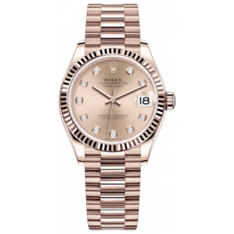 278275 Gold Diamond President Rolex Datejust 31mm Everose Gold Ladies Watch