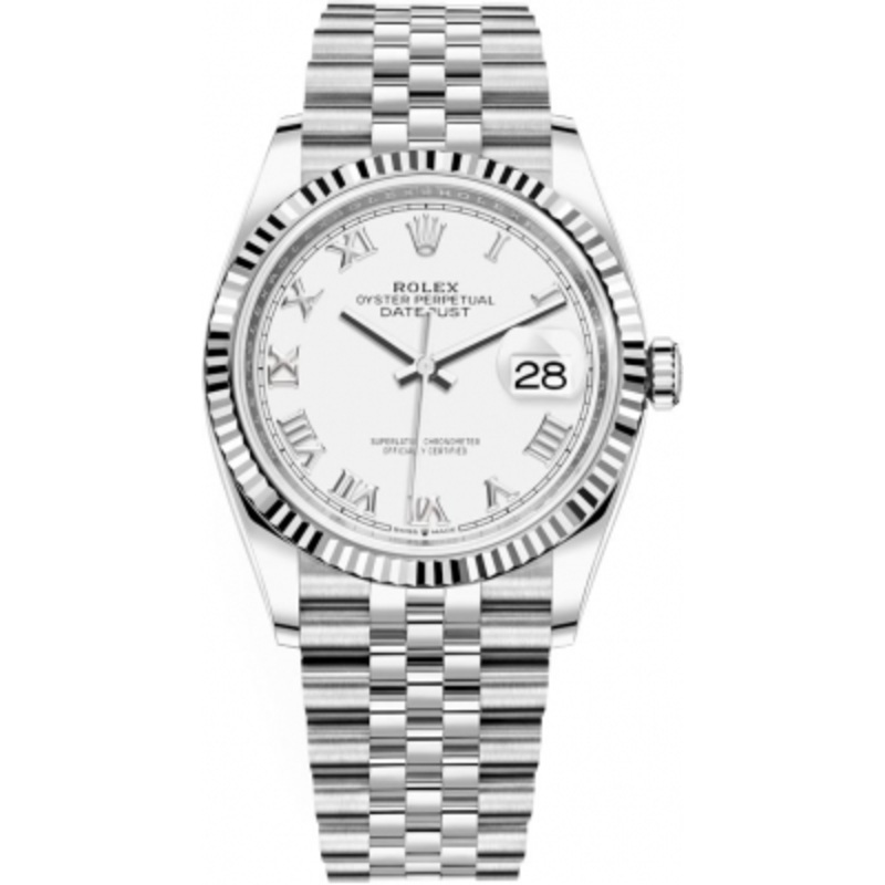 126234 White Roman Jubilee Rolex Datejust 36mm Stainless Steel Midsize Watch