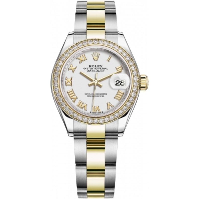 279383RBR White Roman Oyster Rolex Lady Datejust 28mm Stainless Steel and Yellow Gold Ladies Watch