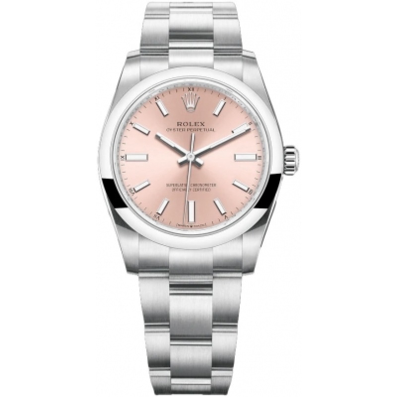 124200 Pink Rolex Oyster Perpetual 34mm Ladies Watch