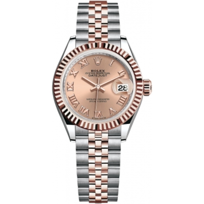 279171 Rose Roman Jubilee Rolex Lady Datejust 28mm Stainless Steel and Everose Gold Ladies Watch