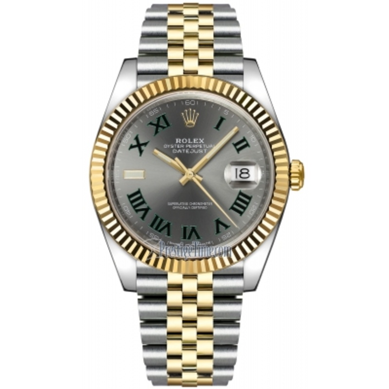 126333 Slate Roman Jubilee Wimbledon Rolex Datejust 41mm Steel and Yellow Gold Mens Watch