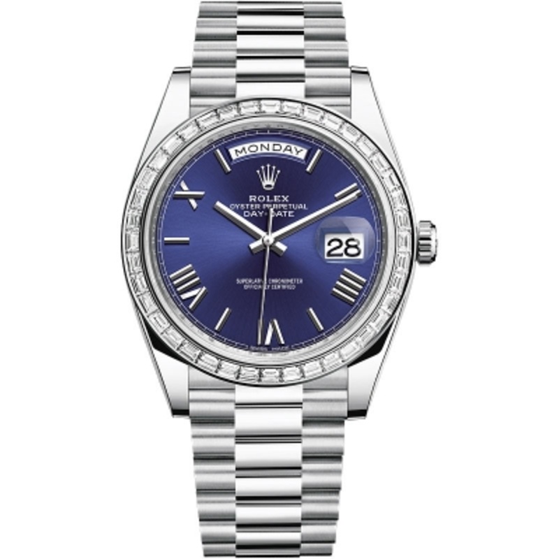 228396TBR Bright Blue Roman Rolex Day-Date 40mm Platinum Mens Watch