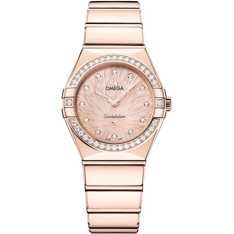 Omega 131.55.28.60.60.001 Constellation Pink Dial Gold and Diamonds 28mm