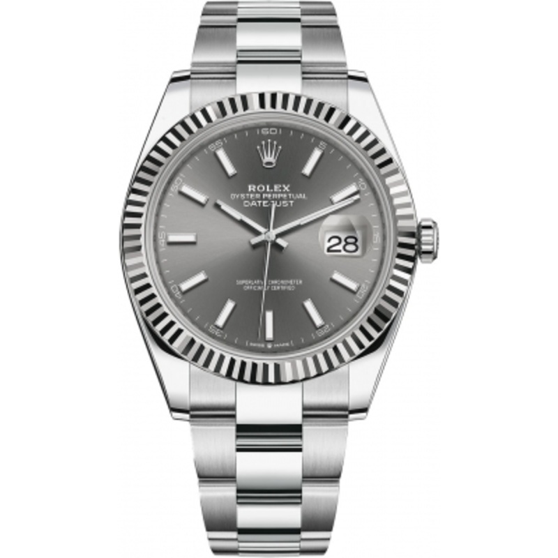 126334 Dark Rhodium Index Oyster Rolex Datejust 41mm Stainless Steel Mens Watch