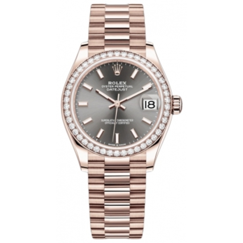 278285rbr Rhodium Index President Rolex Datejust 31mm Everose Gold Ladies Watch