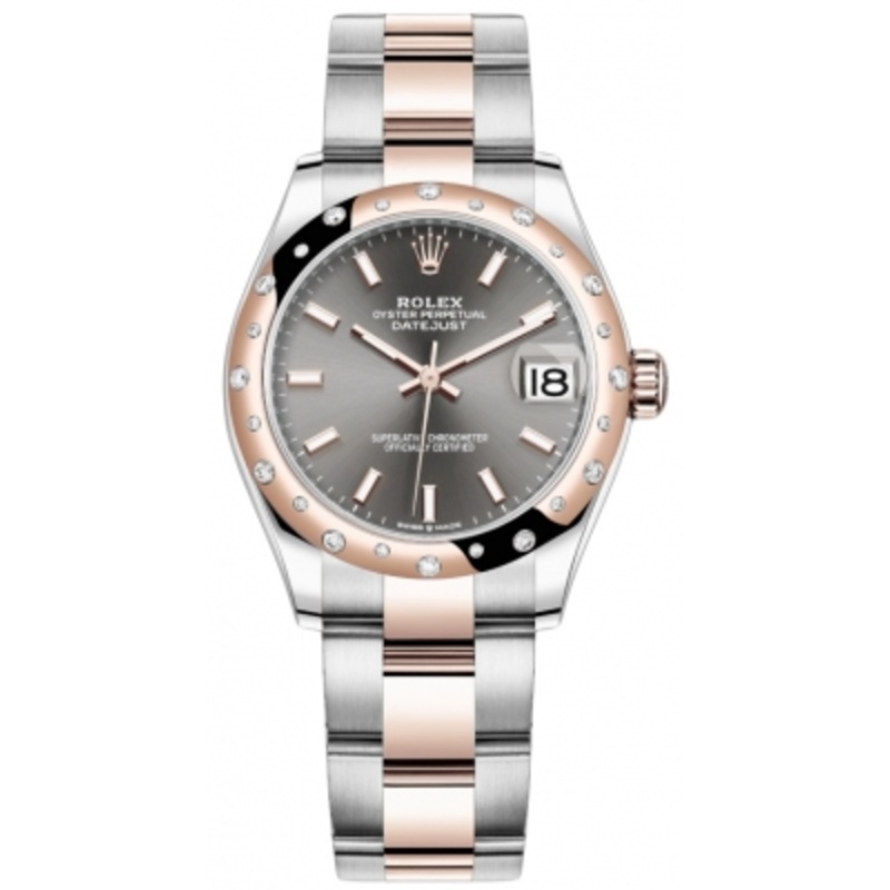 278341rbr Rhodium Index Oyster Rolex Datejust 31mm Stainless Steel and Rose Gold Ladies Watch