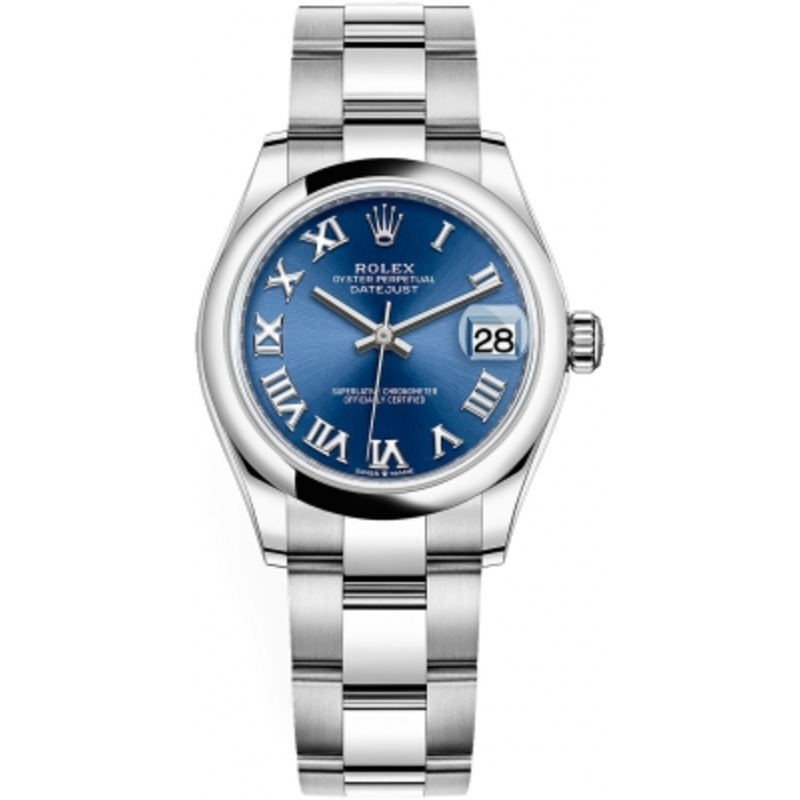 278240 Blue Roman Oyster Rolex Datejust 31mm Stainless Steel Ladies Watch