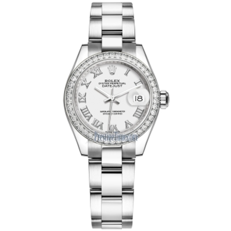 279384RBR White Roman Oyster Rolex Lady Datejust 28mm Stainless Steel Ladies Watch