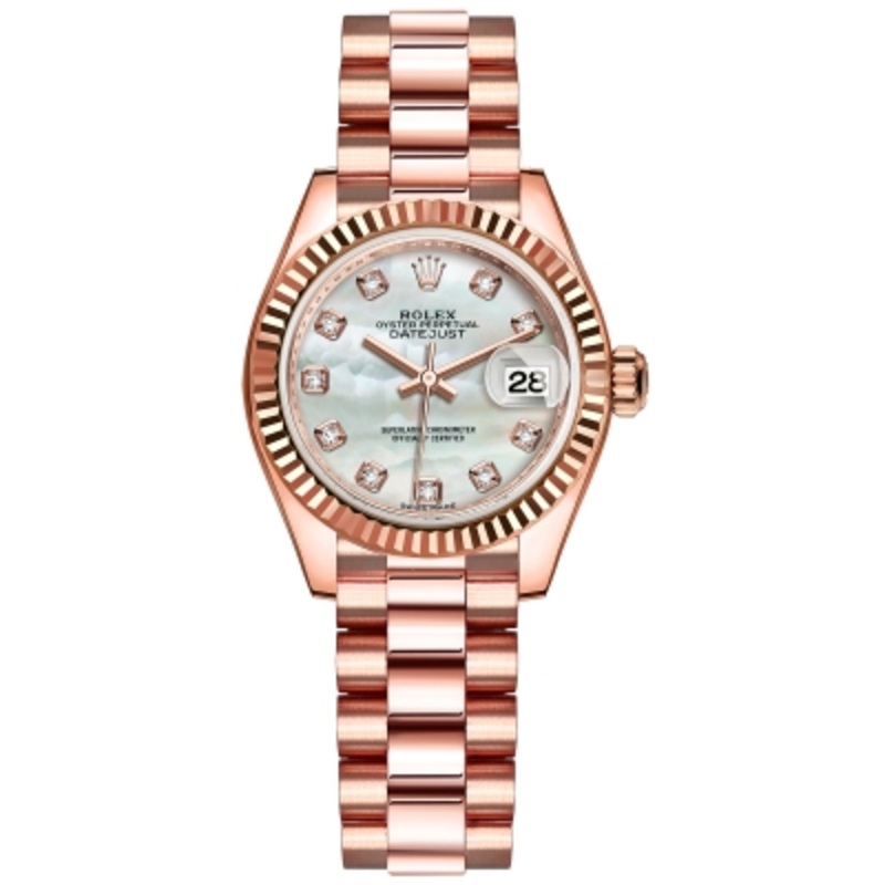 279175 MOP Diamond President Rolex Lady Datejust 28mm Everose Gold Ladies Watch