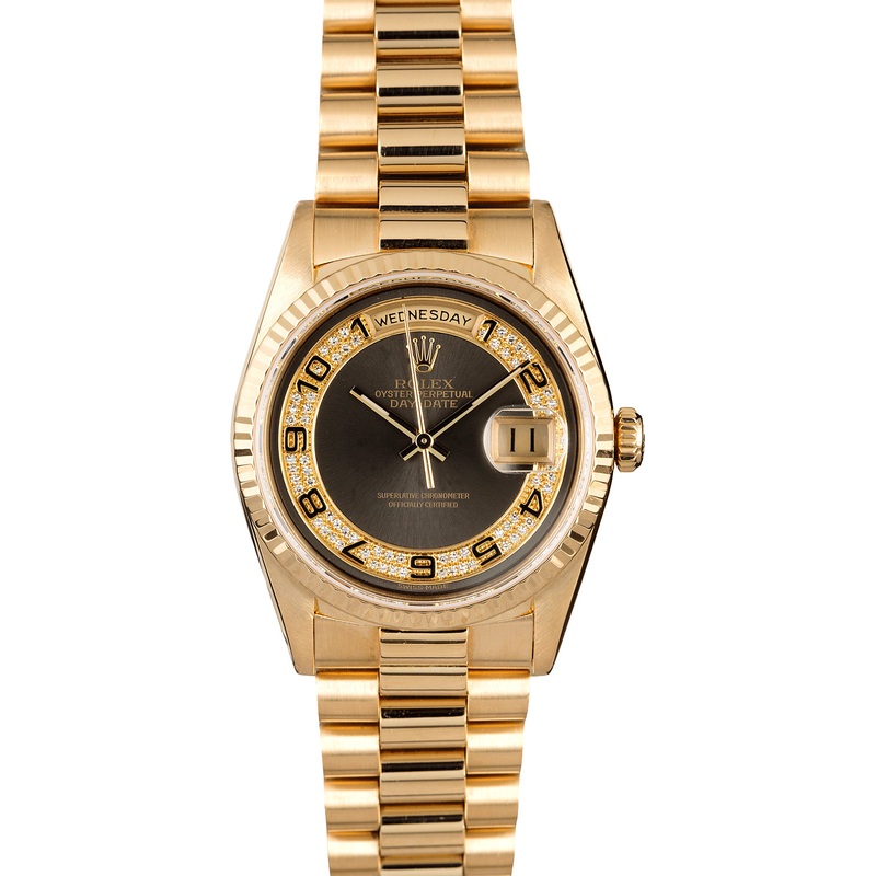 Rolex President 18308 Bark Finish Bezel with Diamonds