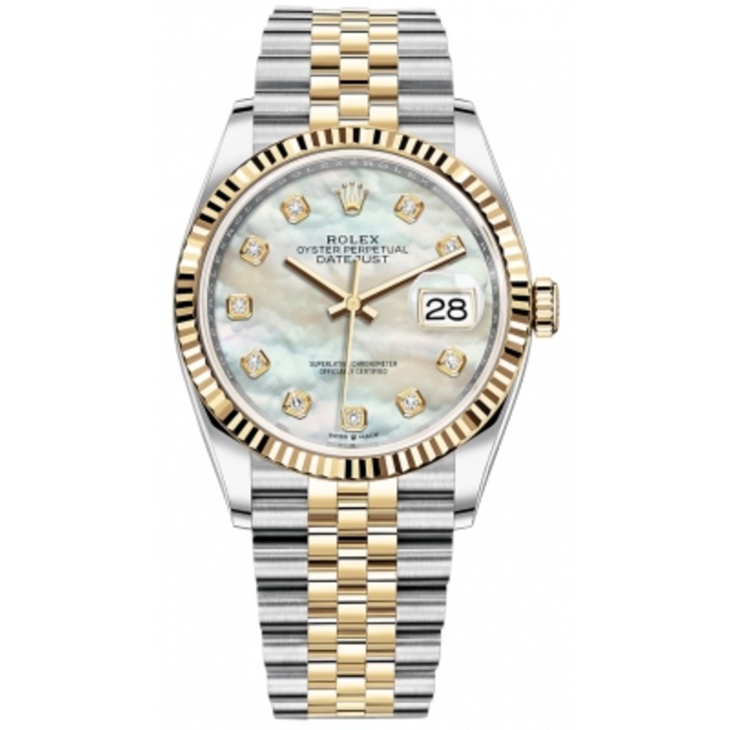 126233 MOP Diamond Jubilee Rolex Datejust 36mm Stainless Steel and Yellow Gold Ladies Watch