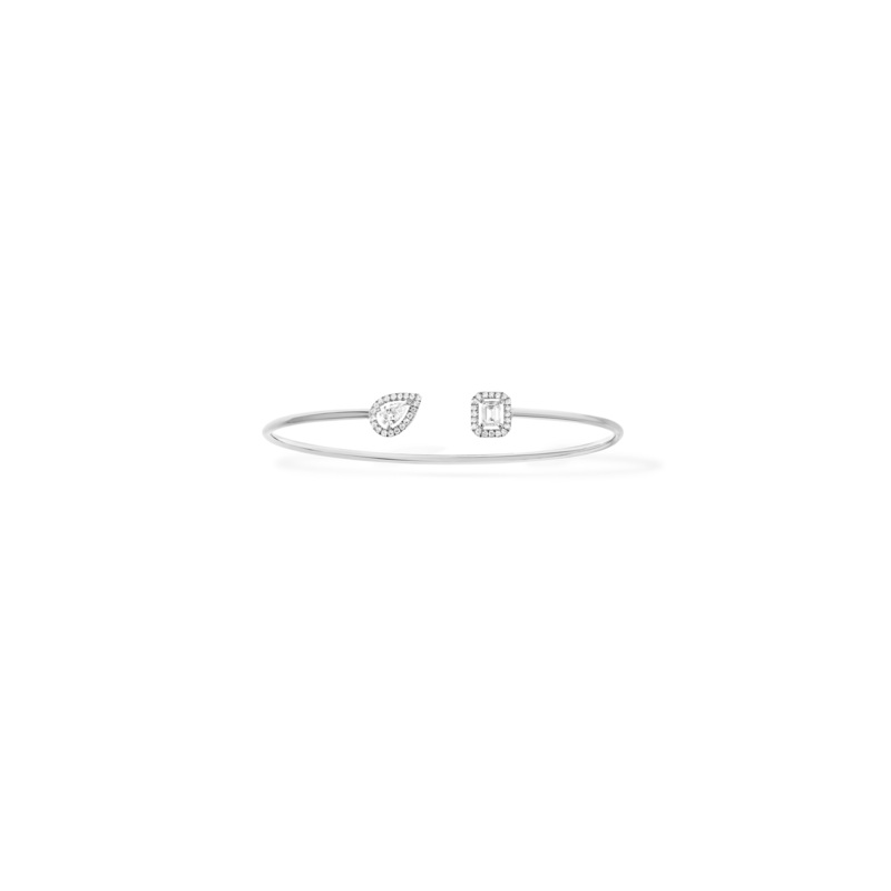 My Twin Toi & Moi Bangle in White Gold Size M – Messika