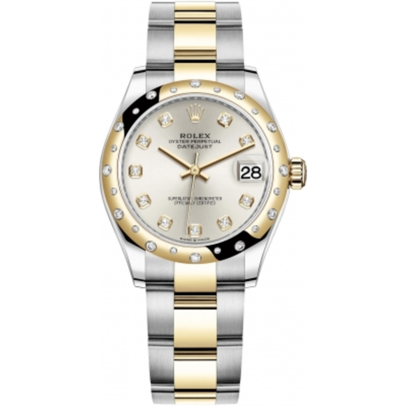 278343rbr Silver Diamond Oyster Rolex Datejust 31mm Stainless Steel and Yellow Gold Ladies Watch