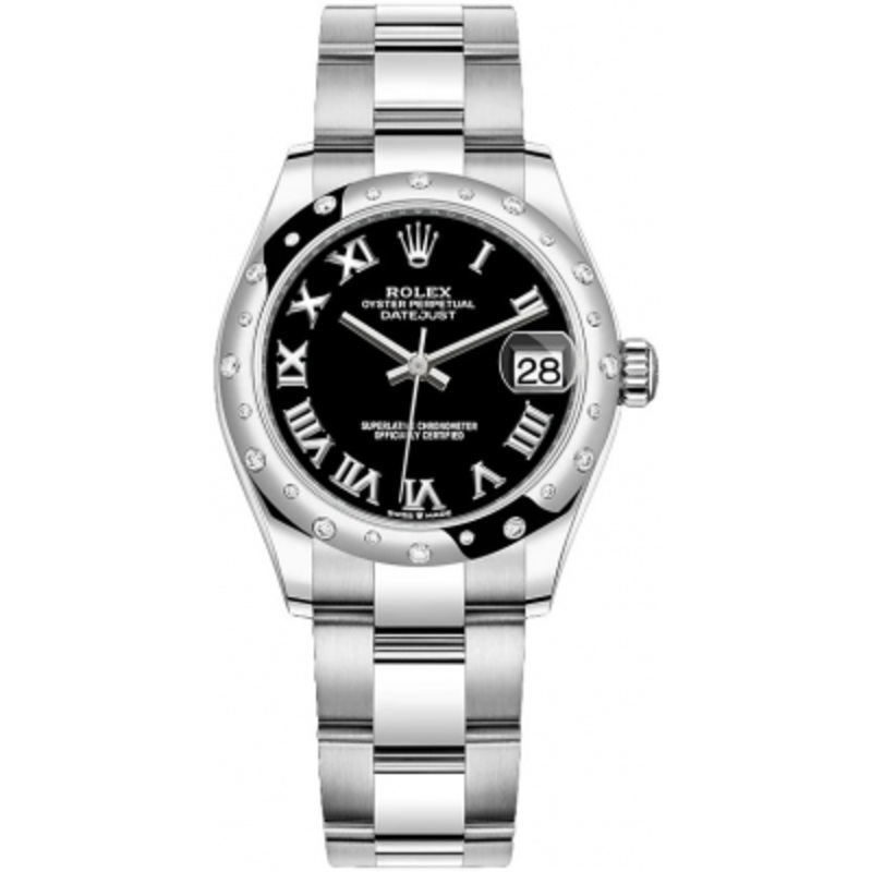 278344rbr Black Roman Oyster Rolex Datejust 31mm Stainless Steel Ladies Watch