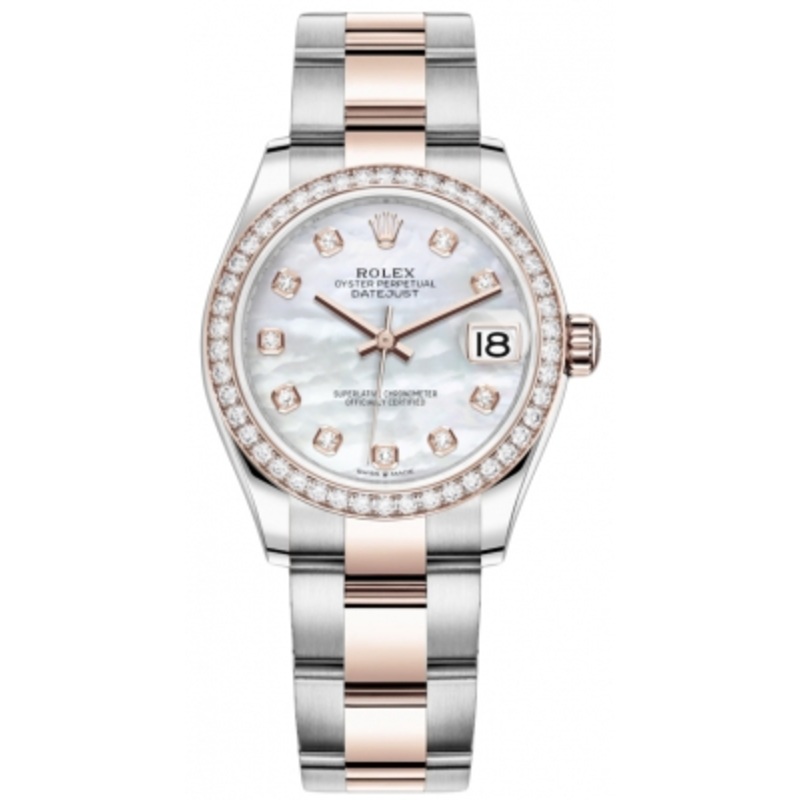 278381rbr MOP Diamond Oyster Rolex Datejust 31mm Stainless Steel and Rose Gold Ladies Watch