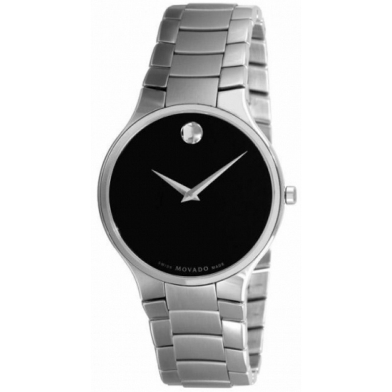 0606382 Movado Gents Serio Black Dial Stainless Steel Case and Bracelet Quartz Watch
