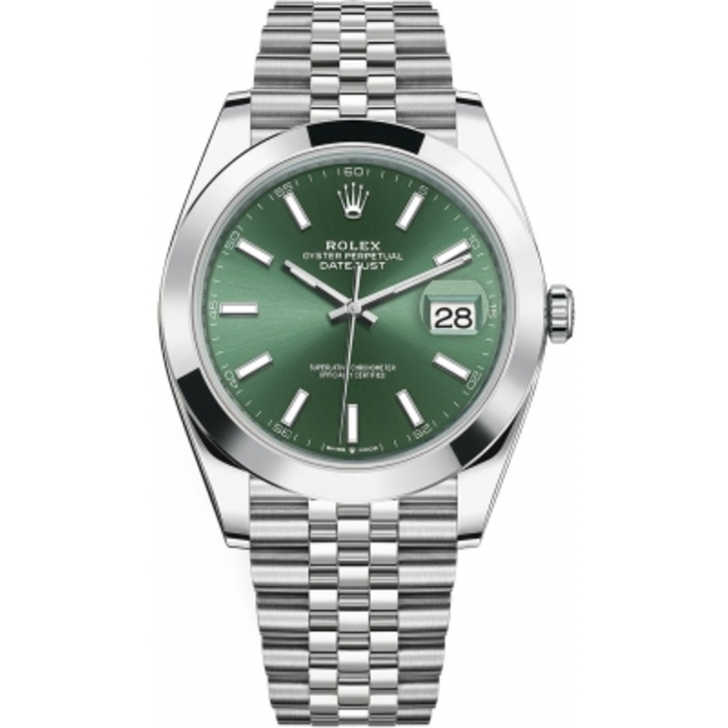 126300 Mint Green Jubilee Rolex Datejust 41mm Stainless Steel Mens Watch