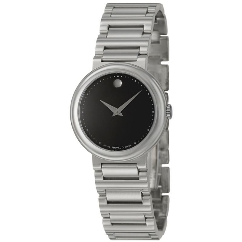0606419 Movado Concerto Black Dial Stainless Steel Case and Bracelet Quartz Watch