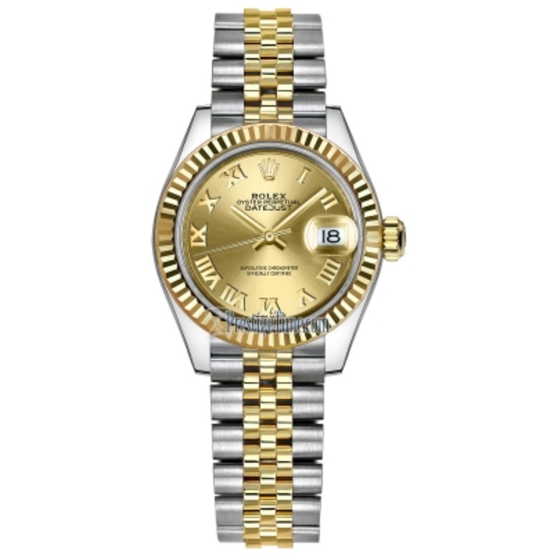 279173 Champagne Roman Jubilee Rolex Lady Datejust 28mm Stainless Steel and Yellow Gold Ladies Watch