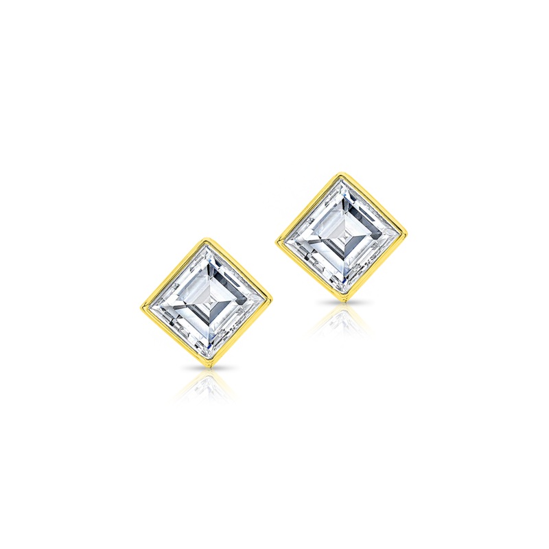 Carr Cut Diamond Studs in Yellow Gold – Rahaminov Diamonds