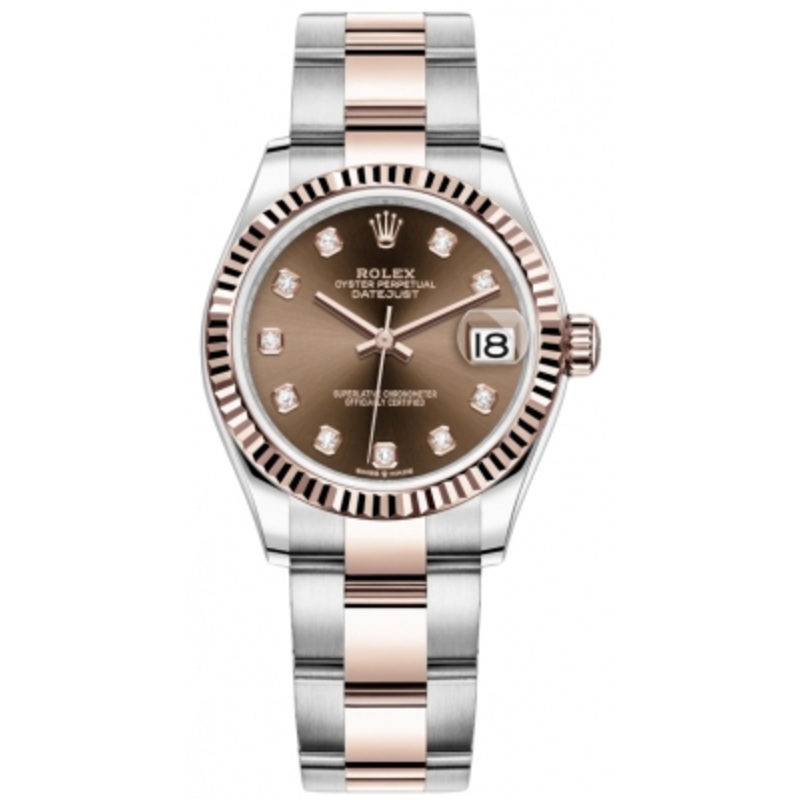 278271 Chocolate Diamond Oyster Rolex Datejust 31mm Stainless Steel and Rose Gold Ladies Watch
