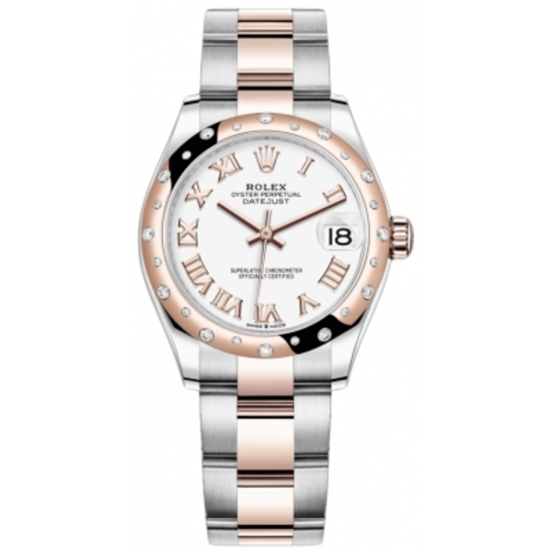 278341rbr White Roman Oyster Rolex Datejust 31mm Stainless Steel and Rose Gold Ladies Watch