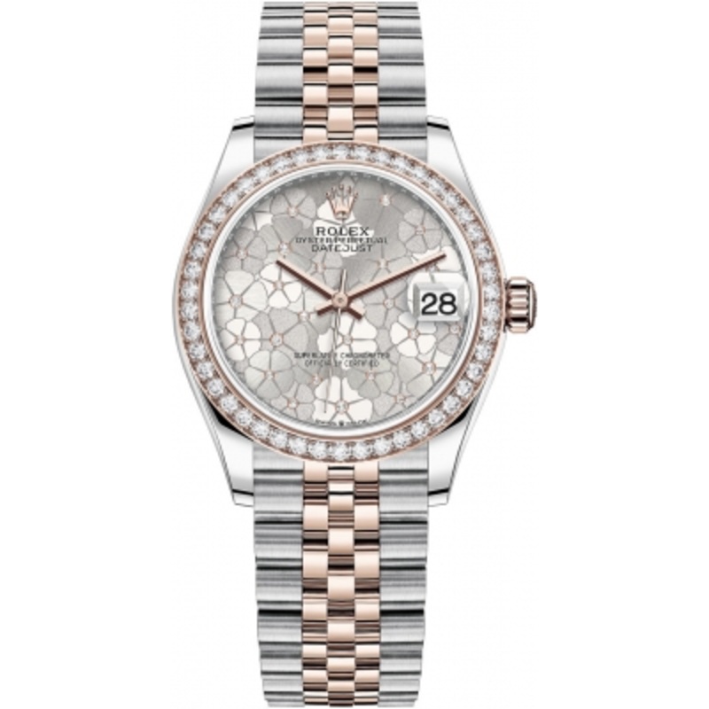 278381rbr Silver Floral Jubilee Rolex Datejust 31mm Stainless Steel and Rose Gold Ladies Watch