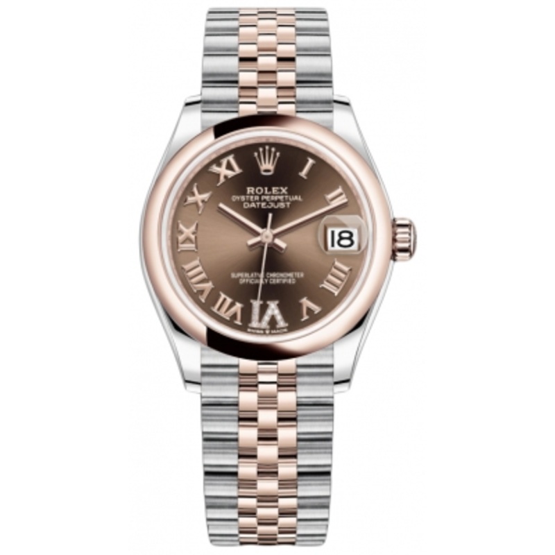 278241 Chocolate Roman VI Jubilee Rolex Datejust 31mm Stainless Steel and Rose Gold Ladies Watch