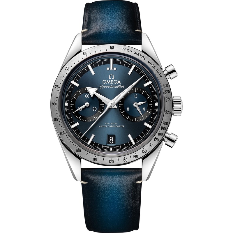 Omega Speedmaster 57 Coaxial Chronometer Chronograph Blue Dial 40.5mm on Strap