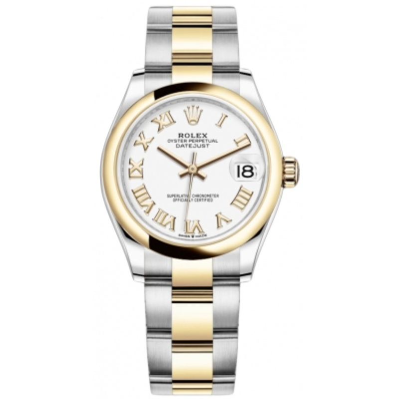 278243 White Roman Oyster Rolex Datejust 31mm Stainless Steel and Yellow Gold Ladies Watch