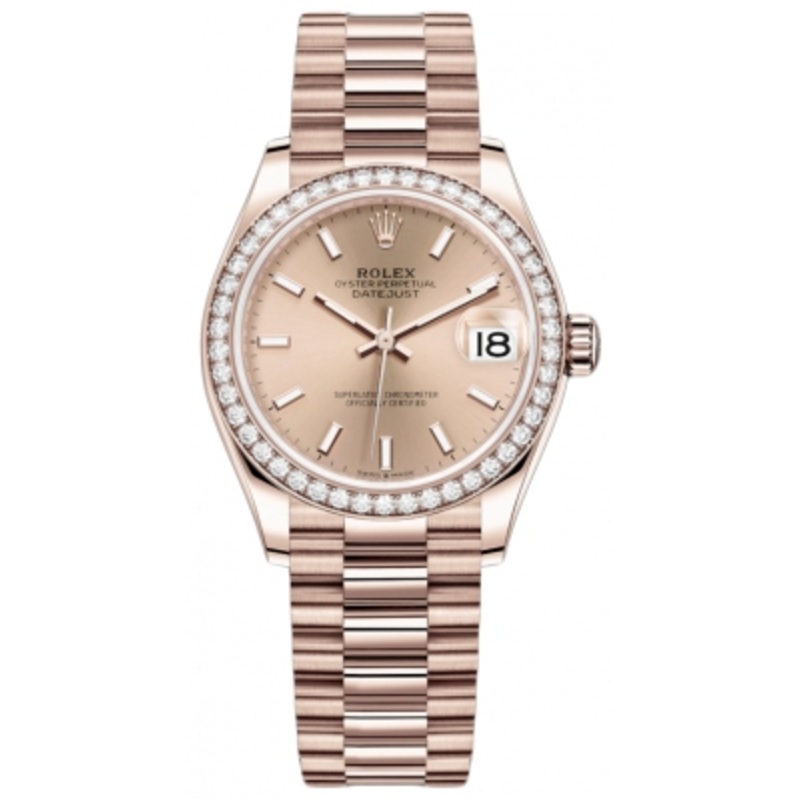 278285rbr Gold Index President Rolex Datejust 31mm Everose Gold Ladies Watch