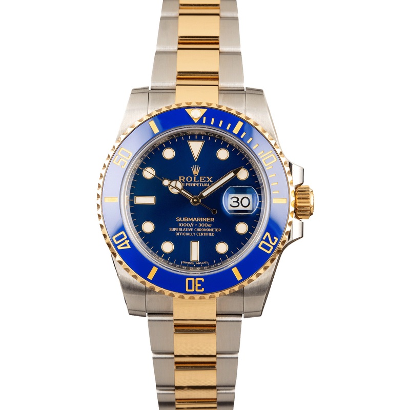 Bloue Rolex Submariner 116613 Two Tone Ceramic Bezel
