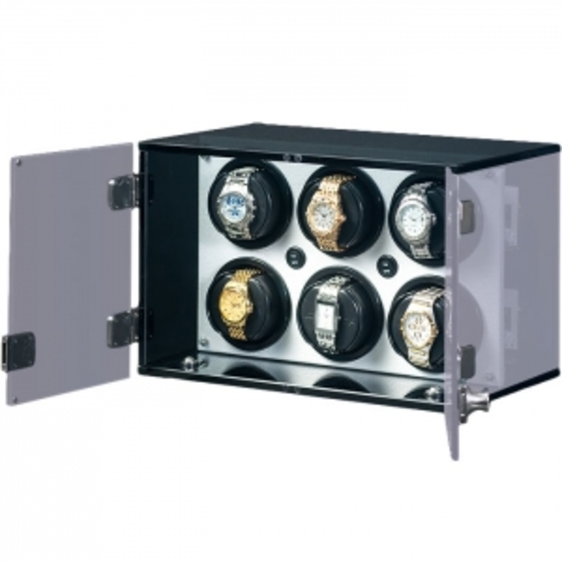 w60145 Orbita Winders & Cases Milano Series 6 Rotorwind – Glass & White Leatherette