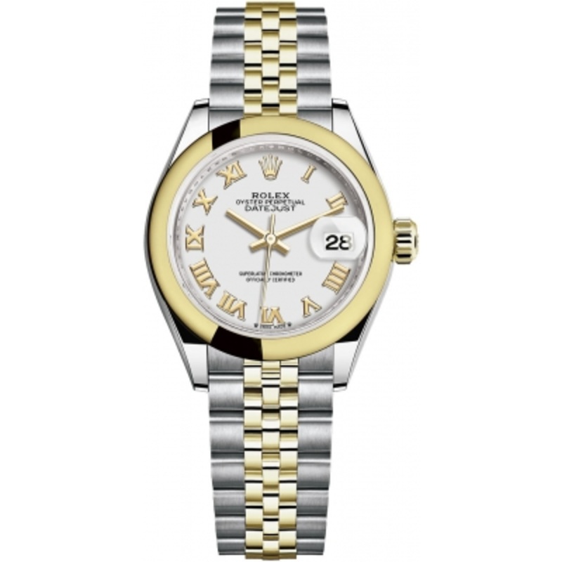 279163 White Roman Jubilee Rolex Lady Datejust 28mm Stainless Steel and Yellow Gold Ladies Watch