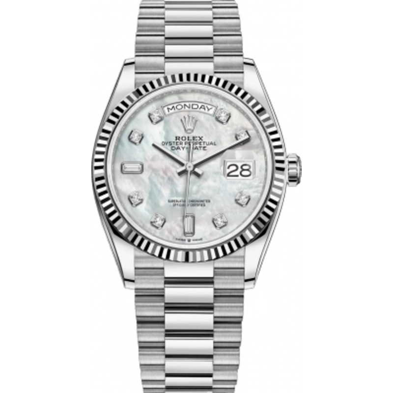 128239 MOP Diamond Rolex Day-Date 36mm White Gold Midsize Watch