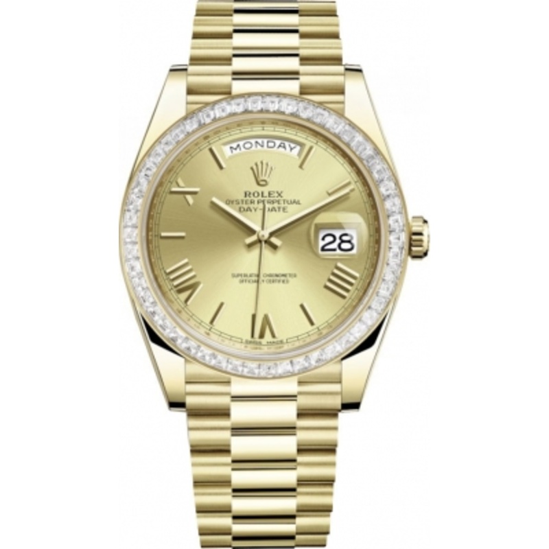 228398TBR Champagne Roman Rolex Day-Date 40mm Yellow Gold Mens Watch
